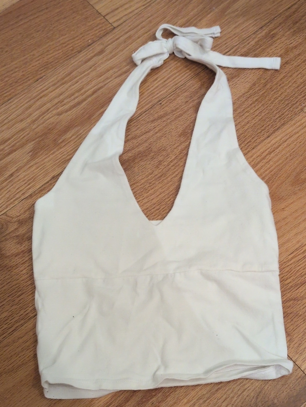 Hollister Cream Halter Tie Crop Top